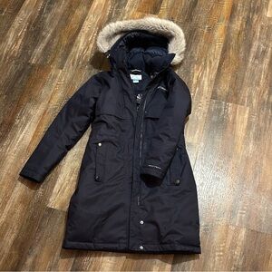 Columbia Blue Ski Jacket with Fur Trim